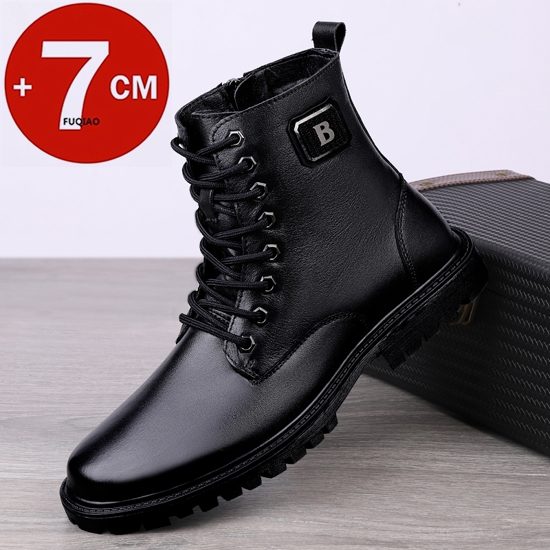 Men'S Shoes To Increase Height - Men's Genuine Leather Elevator Boots Winter