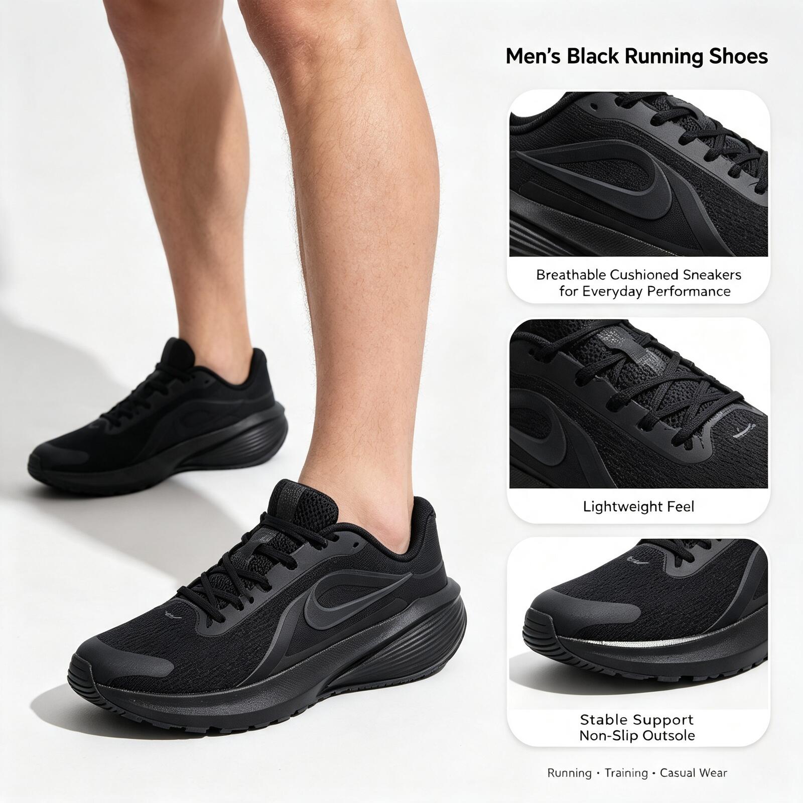 Nike Black Men’s Running Shoes - Men'S Shoes Nike Black ulasan dan harga