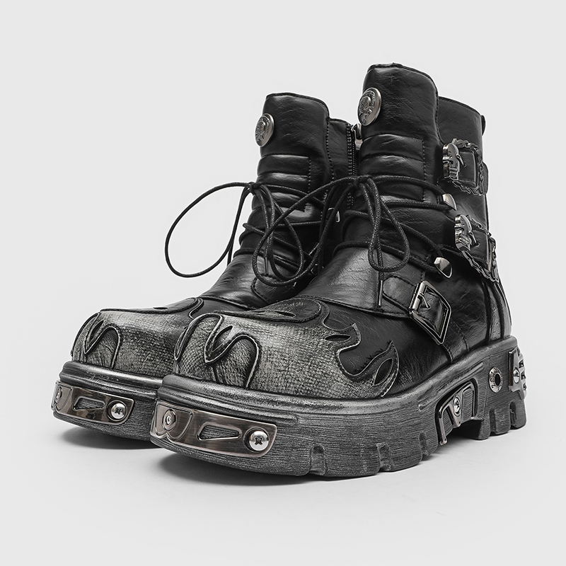 Punk Style Retro Cool Skull Fl - Men'S Shoes To Increase Height ulasan dan harga
