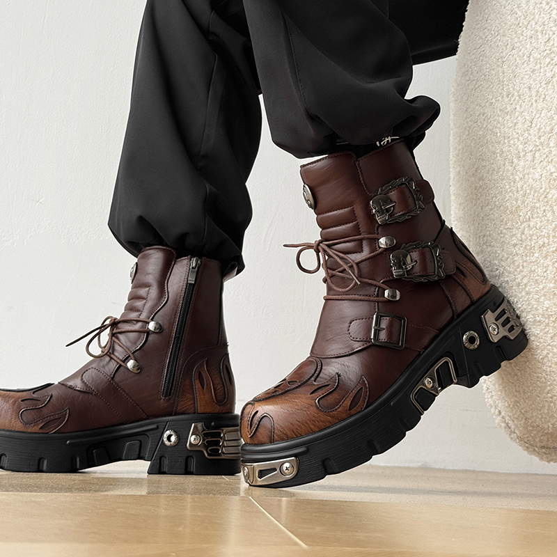 Punk Style Retro Cool Skull Fl - Men'S Shoes To Increase Height ulasan dan harga